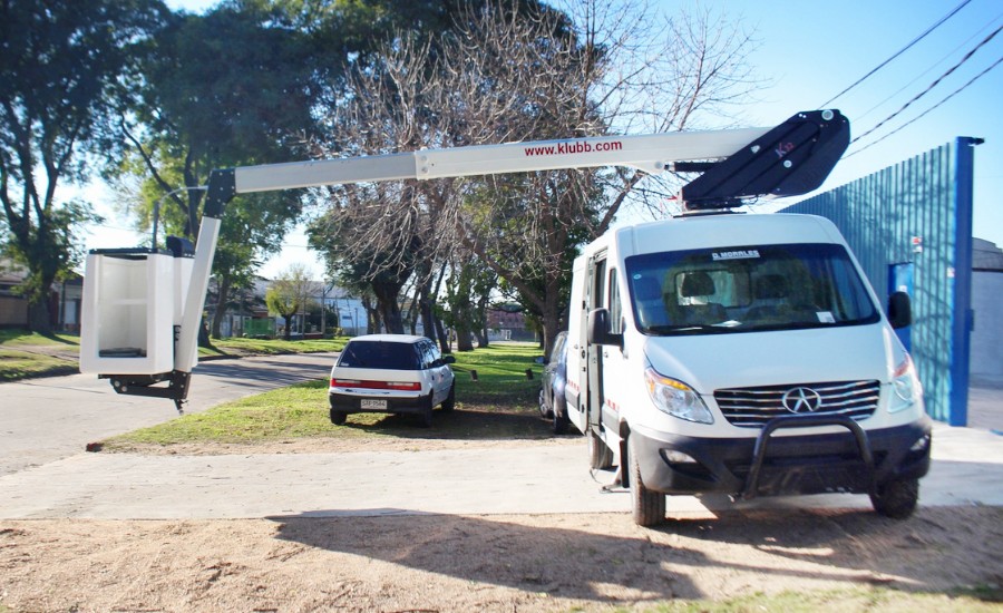 Multipurpose Aerial platform K32 on the road in Uruguay