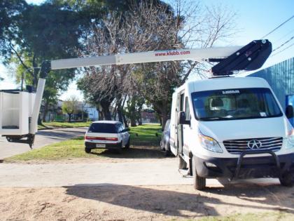 Multipurpose Aerial platform K32 on the road in Uruguay