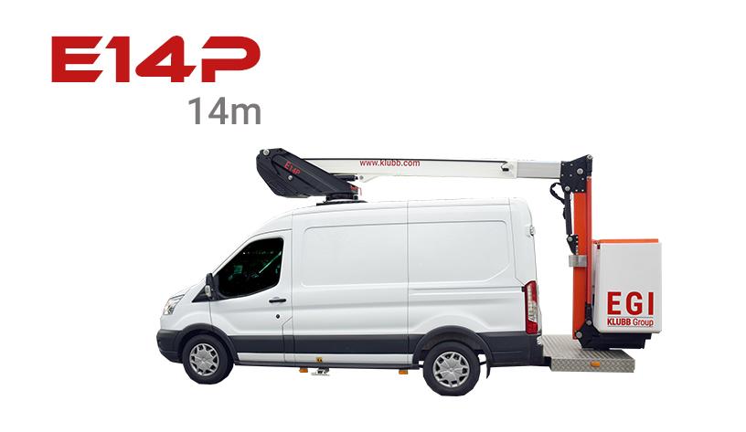 e14p insulated aerial work platform on van