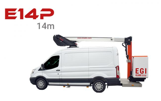 e14p insulated aerial work platform on van