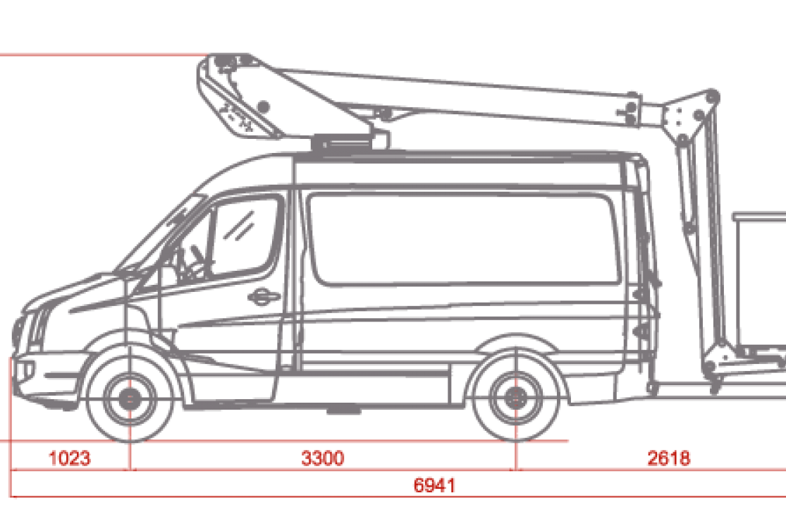 e14p insulated aerial work platform on van