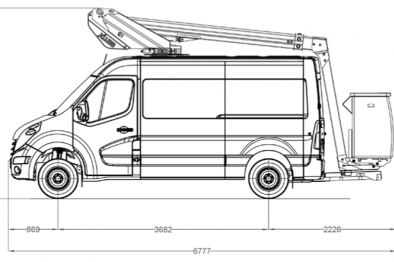 12.50m telescopic aerial platform on renault master l2h2 e tech kl32