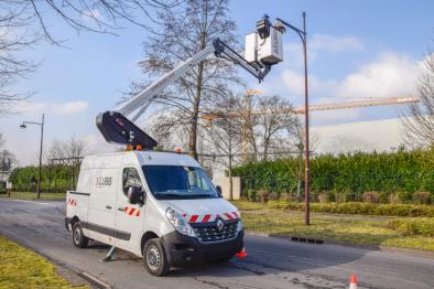 k38p aerial work platform on van